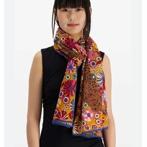 NWT Inoui Editions Pampa cotton scarf in Fuchsia/camel mix